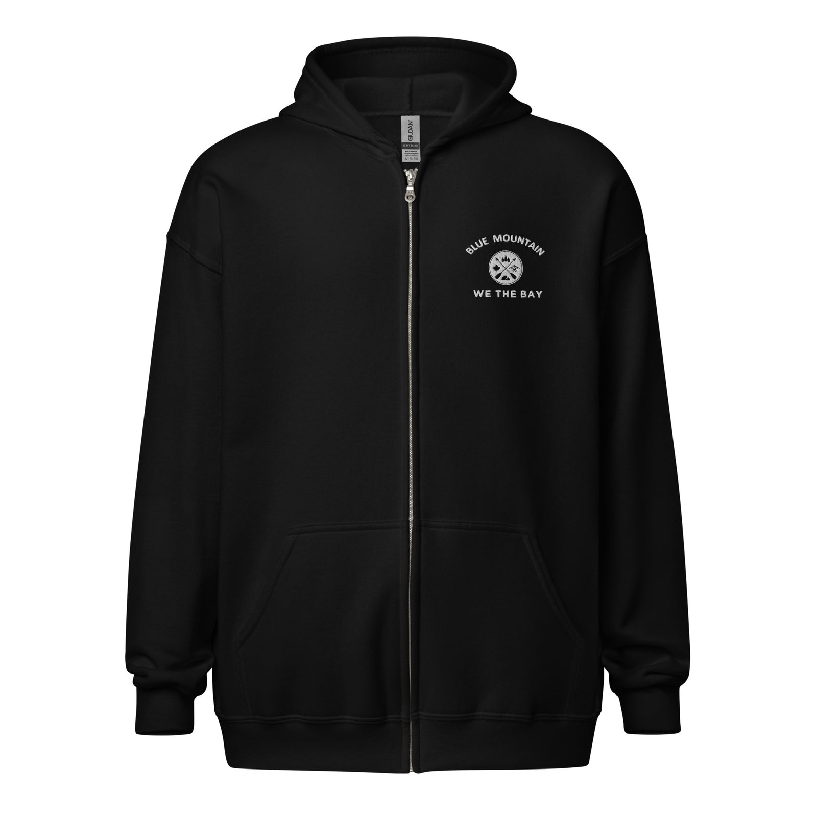 Embroidered Blue Mountain Zip Hoody
